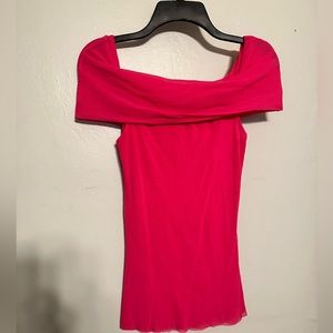 Pink fold over off the shoulder top